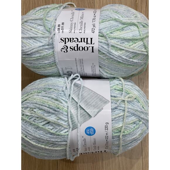 2 Skeins Loops & Threads Skinny Chenille Yarn 472 yds 7.76 oz P004 Multi Stripe - Picture 1 of 4